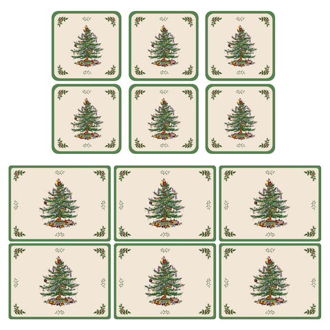 Pimpernel for Spode Christmas Tree Placemats & Coasters Set of 6