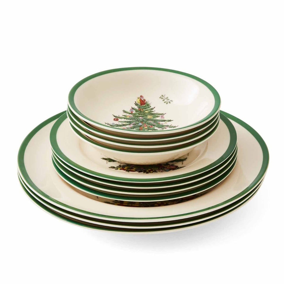 Spode Christmas Tree 12 Piece Set x 27cm Dinner Plates, 20cm