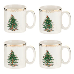 Spode Christmas Tree Gold Mugs Set of 4