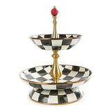 MacKenzie-Childs Courtly Check Enamel Two Tier Compote - Cook N Dine