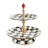 MacKenzie-Childs Courtly Check Enamel Two Tier Sweet Stand - Cook N Dine