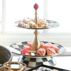 MacKenzie-Childs Courtly Check Enamel Two Tier Sweet Stand