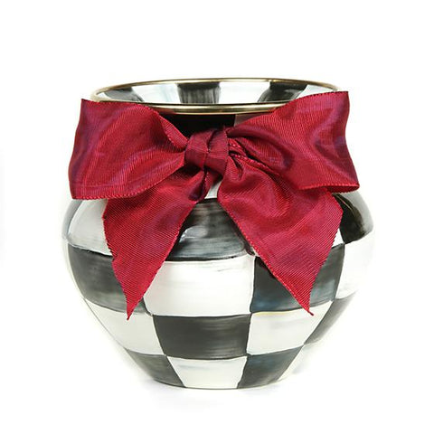 MacKenzie-Childs Courtly Check Enamel Vase - Red Bow