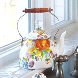 MacKenzie-Childs Flower Market 3 Quart Tea Kettle - White - Cook N Dine