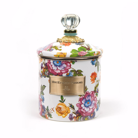 MacKenzie-Childs Flower Market Small Canister - White