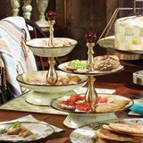 MacKenzie-Childs Parchment Check Enamel Two Tier Sweet Stand - Cook N Dine