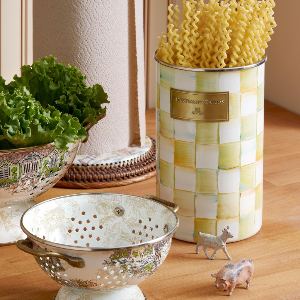 MacKenzieChilds Parchment Check Enamel Utensil Holder Cook n Dine