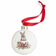 Royal Worcester Wrendale Designs Bauble - Merry Little Christmas (Rabbit)