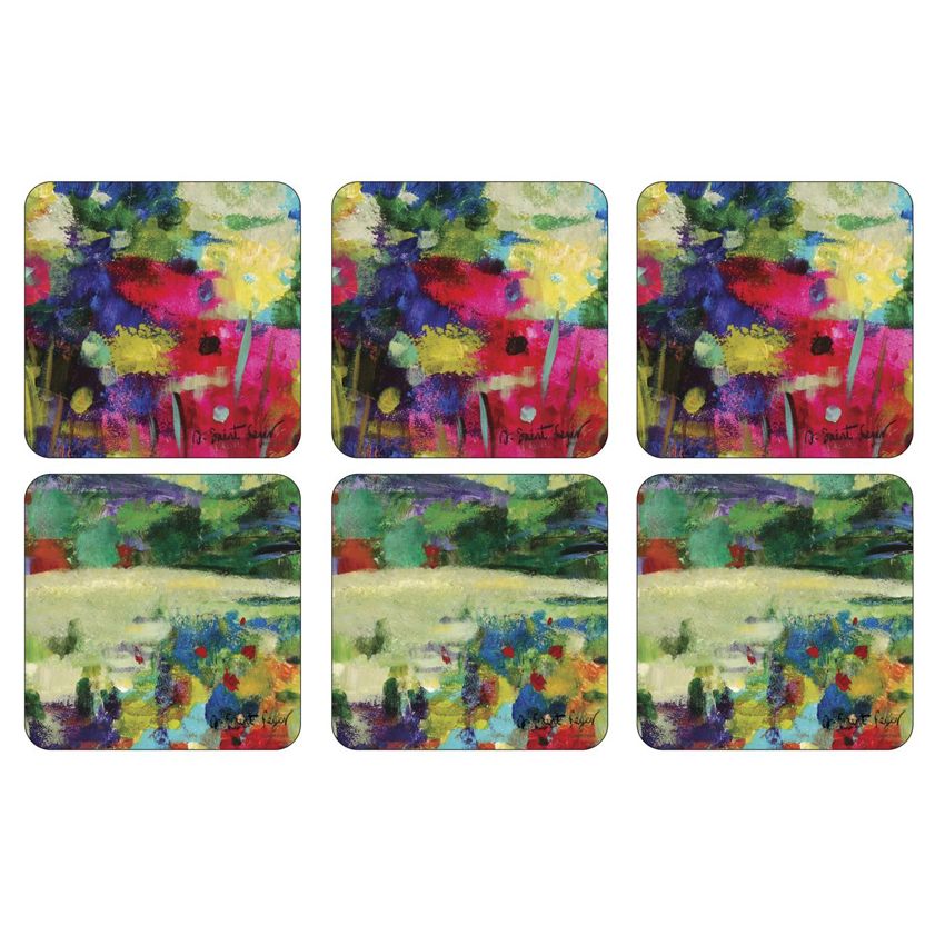 Pimpernel Impressionist Flowers Purple Coasters Set of 6 Cook n Dine