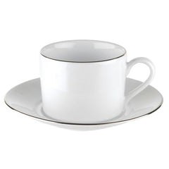 Royal Worcester Classic Platinum Palladian Teacup & Saucer Set of 4