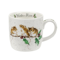 Royal Worcester Wrendale Designs Winter Mice Mug