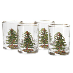 Spode Christmas Tree Double Old Fashioned Tumbler Set of 4